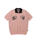 JUGGLING SKELETONS HALF KNIT ZIP UP POLO_PINK(NG2DSUK681A)