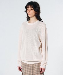 Striped Mesh Sweater Ivory