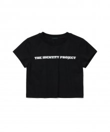 Women identity crop half sleeve [black]