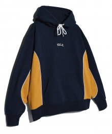 SMALL ARCH LOGO COLOR BLOCK HOODIE NAVY / MUSTARD