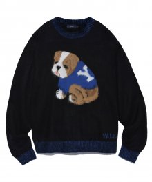 JACQUARD BABY UNIVERSITY DAN KNIT CREWNECK BLACK