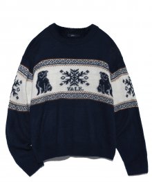 JACQUARD NORDIC KNIT CREWNECK NAVY