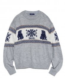 JACQUARD NORDIC KNIT CREWNECK GRAY