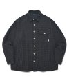 HEAVY HOUNDSTOOTH WOOL ONE POCKET CHECK SHIRT BROWN