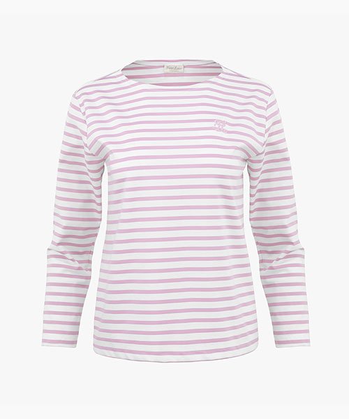 MUSINSA FAIRLIAR Boat Neck Stripe TShirt (Lavender)