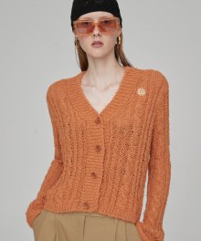 LOOSE KNITTED CABLE CARDIGAN - ORANGE