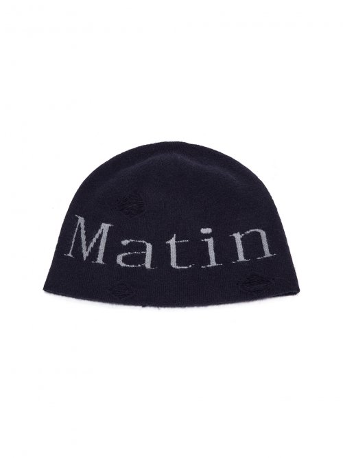 MUSINSA | MATIN KIM LOGO VINTAGE SHORT BEANIE IN NAVY