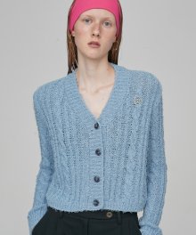 LOOSE KNITTED CABLE CARDIGAN - BLUE