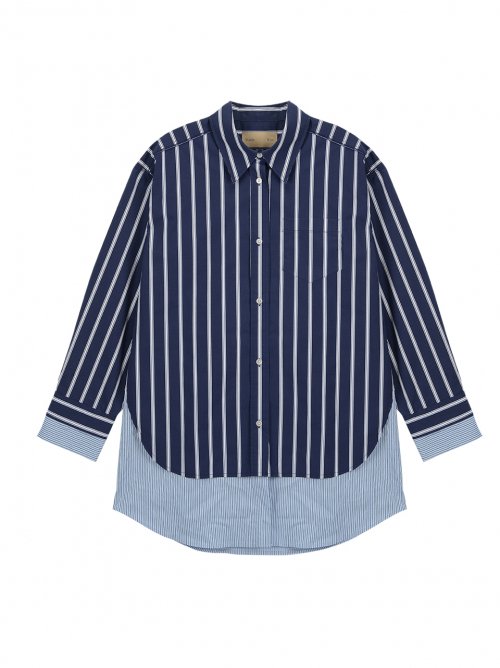 MUSINSA | MATIN KIM DOUBLE LAYERS STRIPE SHIRT IN NAVY