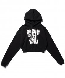 DUALITY OF FACE CROP HOODIE_BK