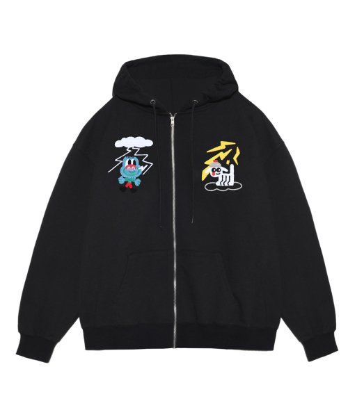 MUSINSA | TIMCOMIX THUNDER AND LIGHTNING HOODIE ZIP UP BLACK