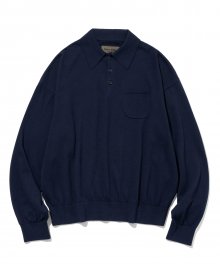 collar button knit navy