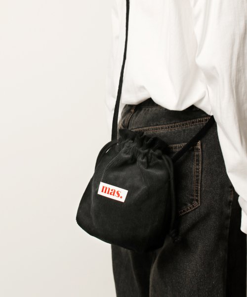 String cross bag_Corduroy Black Navy