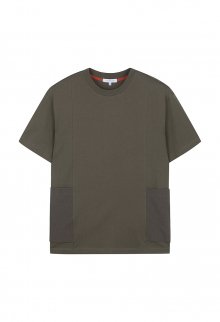 LJM41113 올리브드래브 오버핏 사이드 우븐포켓 티셔츠