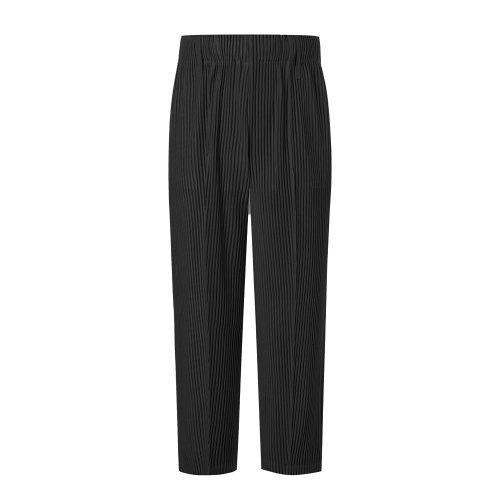 [Унисекс] Прямые брюки со складками [Black]