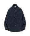 Button Down Shirt Cotton High Density Twill Denim Cloth Washer Finish (Blue)