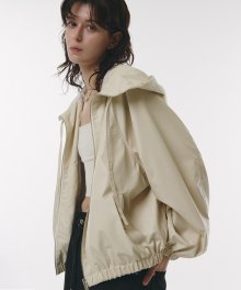 FAUX Leather Hoodie Jumper in Ivory