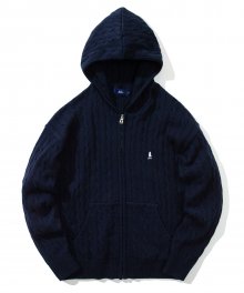 HERITAGE UNIVERSITY DAN CABLE KNIT HOODIE ZIP UP NAVY