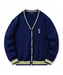 LIB STRIPE CABLE CARDIGAN NAVY