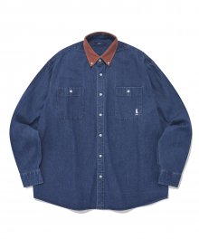 OVER FIT TWO POCKET DENIM SHIRTS BLUE