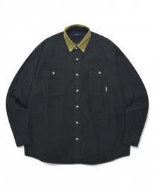 OVER FIT TWO POCKET DENIM SHIRTS BLACK