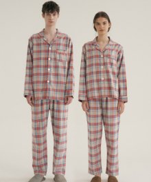 (couple) Coral Plaid Pajama Set
