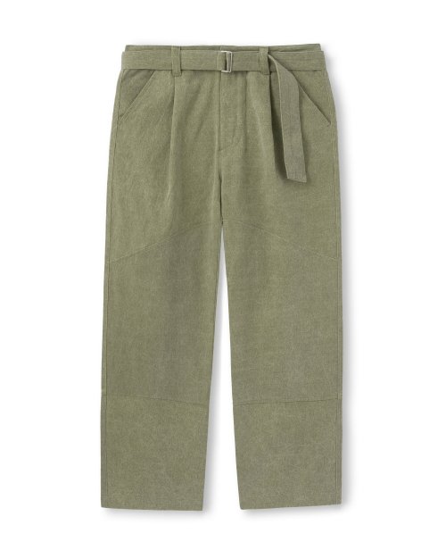 비슬로우(beslow) ONE TUCK WASHED BELTED PANTS DUSTY GREEN
