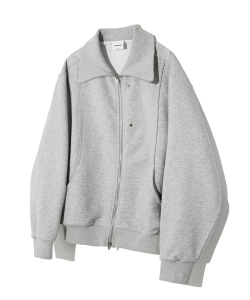 Свободный зип-худи с большим воротником Gray