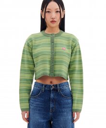 RED MOSS PATCHED CROP CARDIGAN (GREEN)