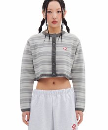 RED MOSS PATCHED CROP CARDIGAN (GRAY)