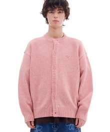 RED MOSS PATCHED CARDIGAN (PINK)