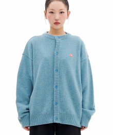 RED MOSS PATCHED CARDIGAN (SKY BLUE)