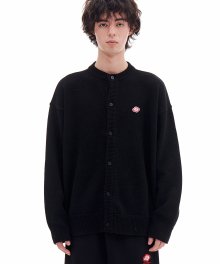 RED MOSS PATCHED CARDIGAN (BLACK)