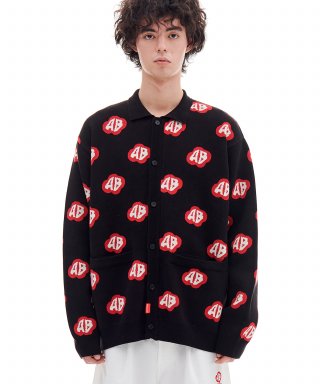 아카이브 볼드(ARCHIVE BOLD) RED MOSS PATTERN CARDIGAN (BLACK) 상품 이미지