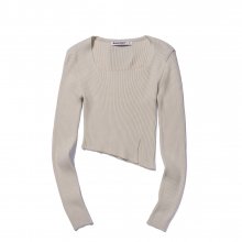 SQUARE NECK SWEATER L/BEIGE