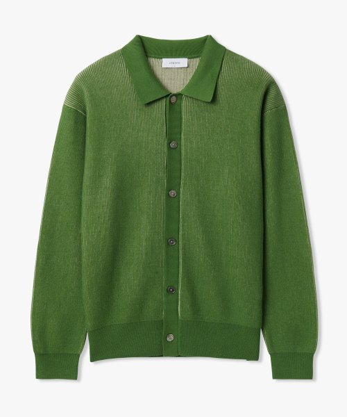 Two Tone Button Collar Knit - Lime