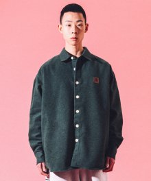 (JAPAN FABRIC) COTTON MELT HEAVY FLANNEL SHIRT GREEN