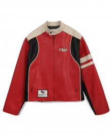 LEATHER MOTOR RACING JACKET RED
