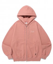 SMALL SIGN LOGO HOODIE ZIP UP DUSTY PINK