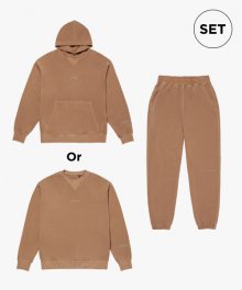 (SET)SMALL LOGO PIGMENT DYED SWEAT OR HOODIE&JOGGER-BRICK