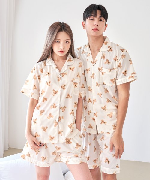 MUSINSA DOSSY Teddy bear air fit short sleeve collar couple