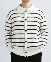 Block Stripe Cardigan Jacket (B/Cream)