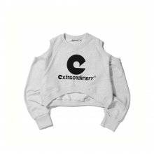 W SYMBOL CROP CREWNECK  GRAY