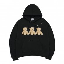 THREE BOUCLE BEAR HOODIE BLACK