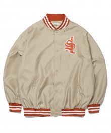 SL Logo Satin Baseball Jacket Beige