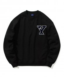 Y LOGO APPLIQUE WAPPEN CREWNECK BLACK