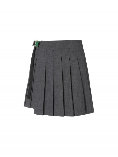 WG 버클 플리츠 랩 스커트 L_Heather Grey