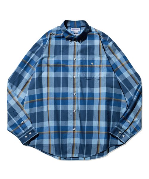 DOUBLE POCKET TARTAN CHECK SHIRTS синий