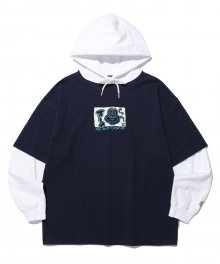 SKETCH LAYERED HOODLE LS NAVY / WHITE