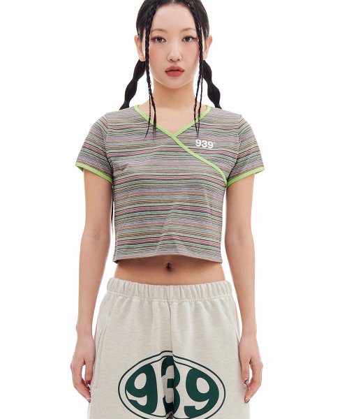 Musinsa Archive Bold Small Logo Stripe Cropped Top Light Green